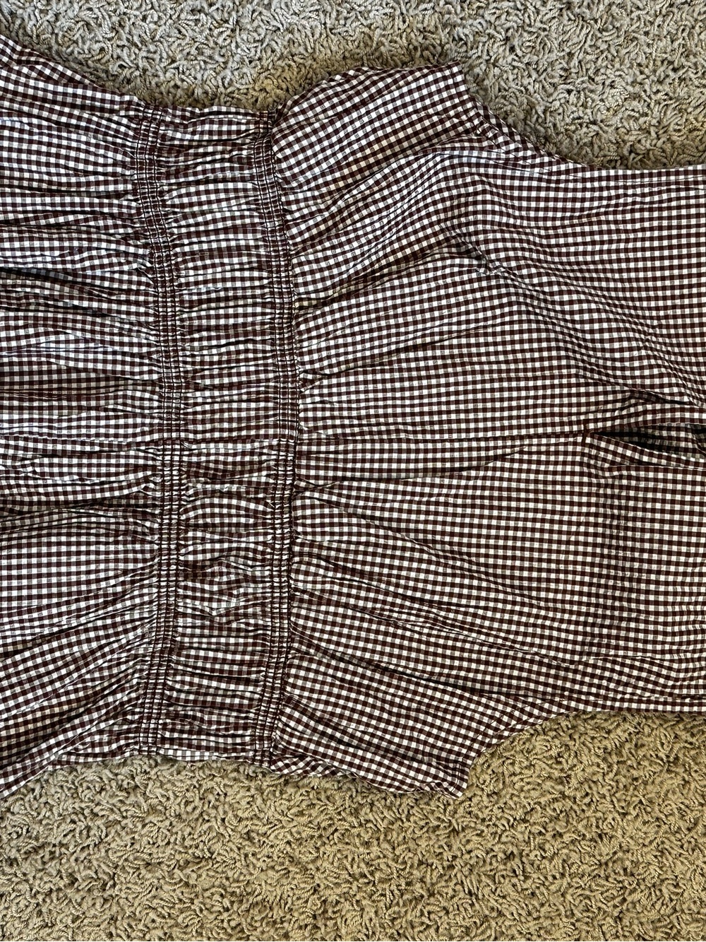 A NEW DAY size MEDIUM Seersucker Brown/White Peplum Hem Top & Skirt NEW! - Picture 11 of 15